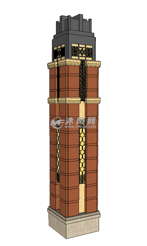 武汉万科某小区精神堡垒建筑小品SU模型 - sk