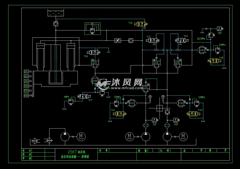 200t油压机液压原理图