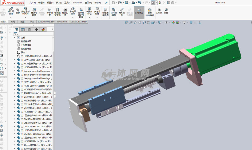 精密滚珠丝杠导轨滑组 - solidworks机械设备模型下载 - 沐风图纸