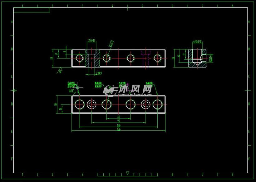 加工中心钻孔夹具带气密检测,含整套caxa二维图和stp三维图