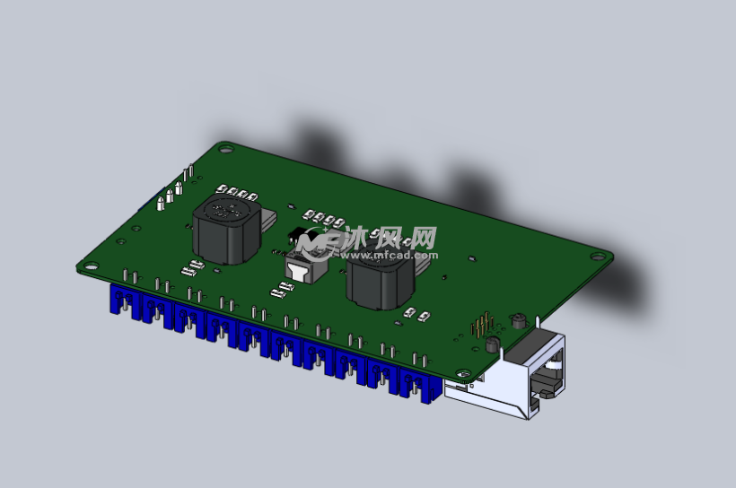 单防区贴片电路板设计模型 solidworks电气设备及元件模型下载