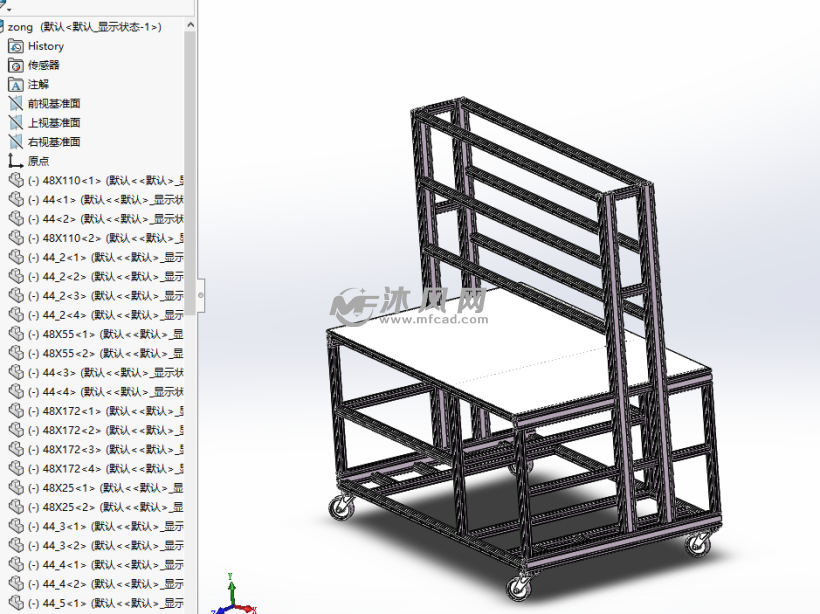 solidworks画货架教程,solidworks画方管框架 移动的货架 - solidworks机械设备模型下载 - 沐风图纸