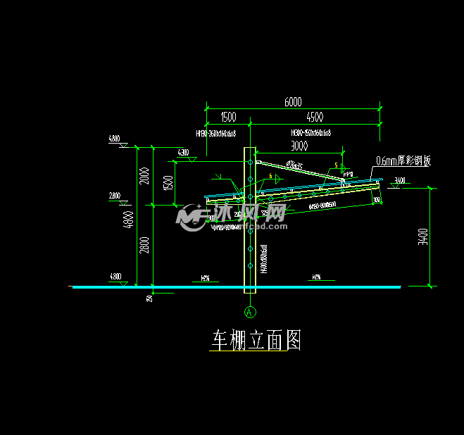 钢结构车棚设计图(附设计说明) - autocad结构图块,大样图纸 - 沐风