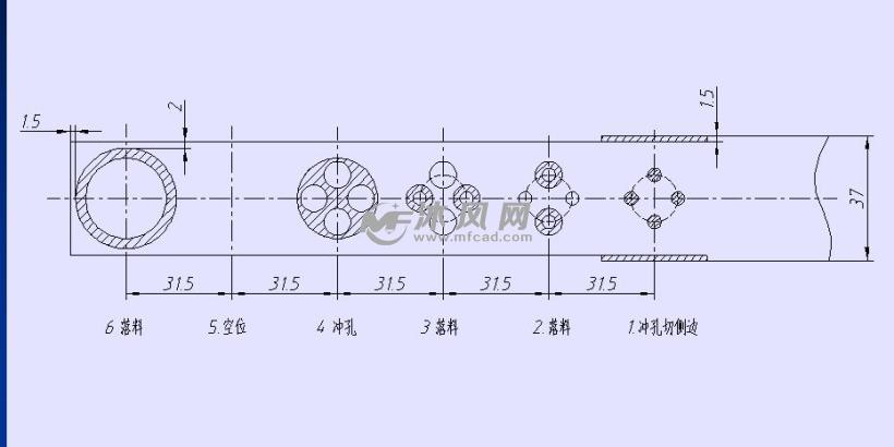 多工位五垫圈冲孔落料级进模的设计 其他冲压模具图纸 沐风图纸