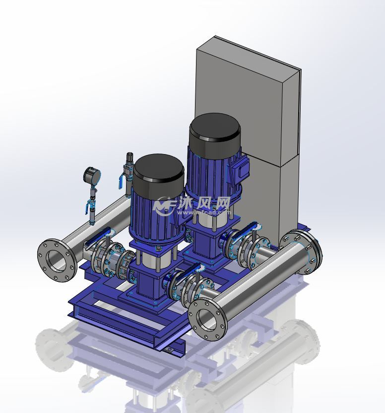 增压水泵模型 - solidworks管道类模型下载 - 沐风图纸