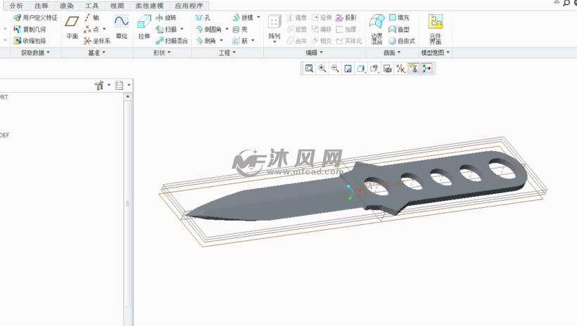 三维匕首图纸 - proe生活用品类模型下载 - 沐风图纸