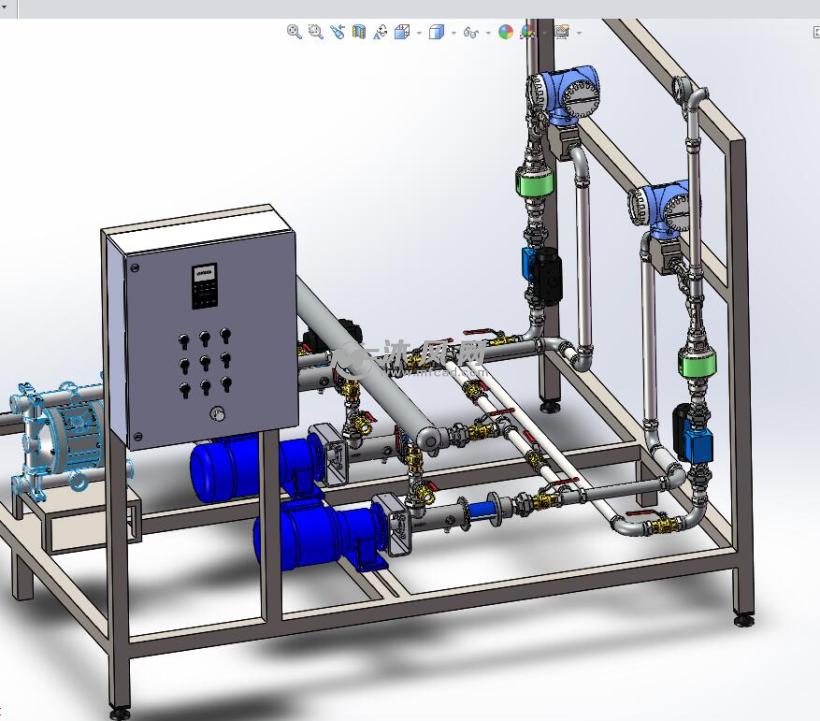 某机房泵房管道及控制箱模型 - solidworks传动
