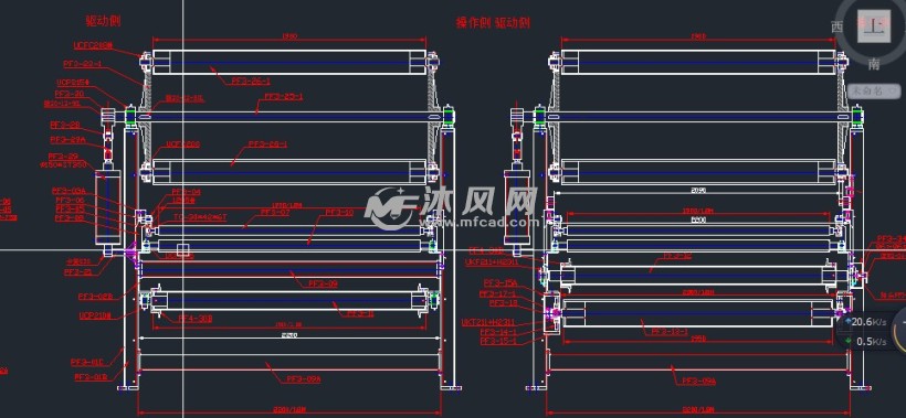 瓦楞纸板生产线图纸(含双面机与冷却部和驱动