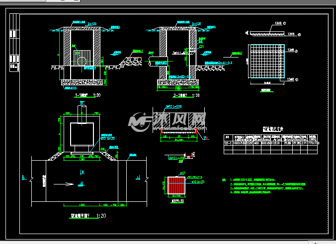 截流井大样图盖板配筋图截流堰平面图剖面图图纸描述1,本截污井1000