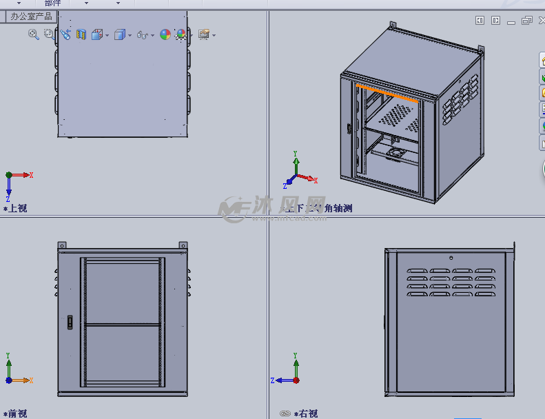 双层钣金机箱柜设计模型三视图