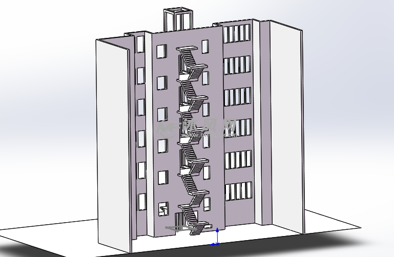老楼加装电梯模型 - solidworks园林建筑模型下