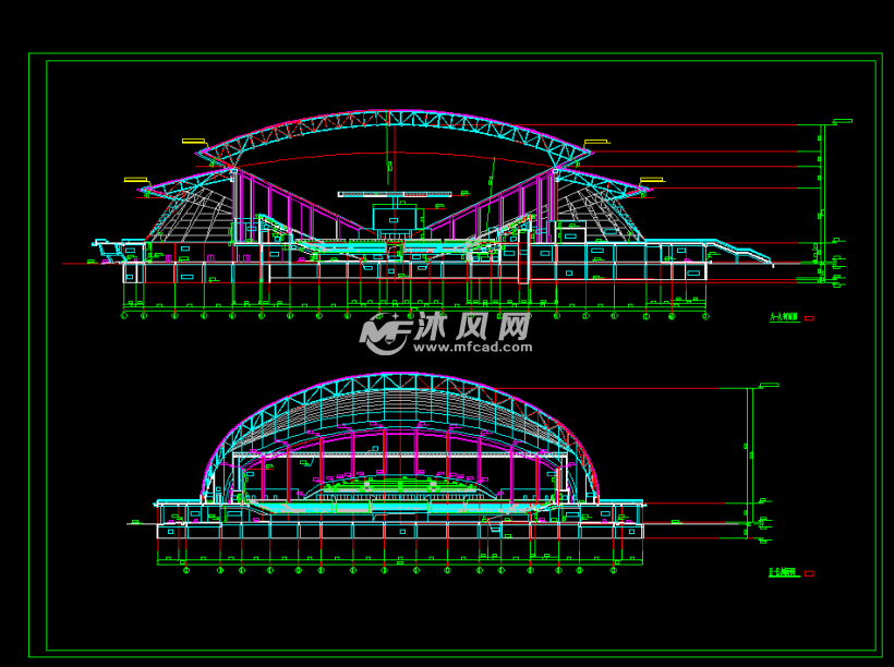 体育馆建筑设计图纸 - cad体育馆建筑图纸下载