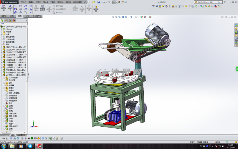 椭圆封头抛光机 solidworks机械设备模型下载 沐风图纸