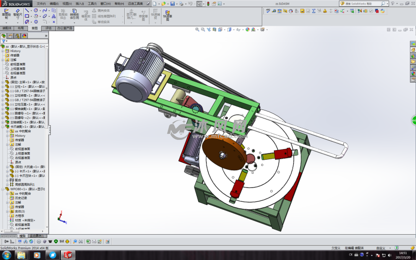 椭圆封头抛光机 solidworks机械设备模型下载 沐风图纸