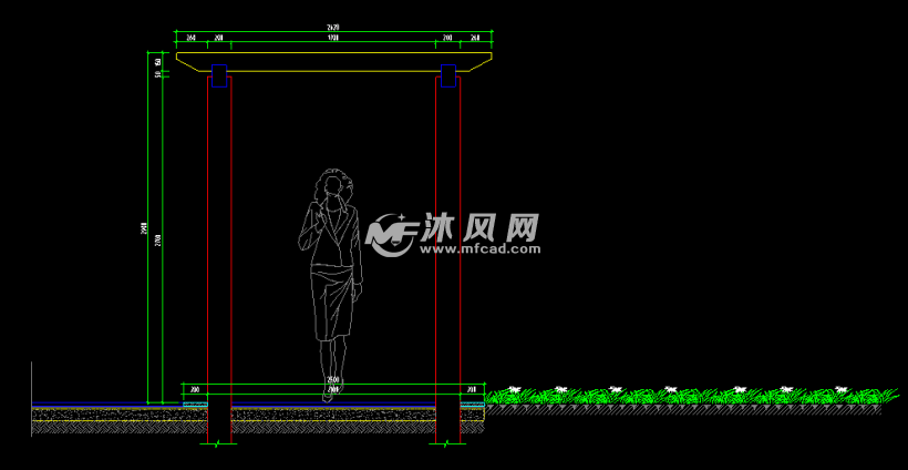 好用的弧形实木廊架 - AutoCAD园林公建施工图