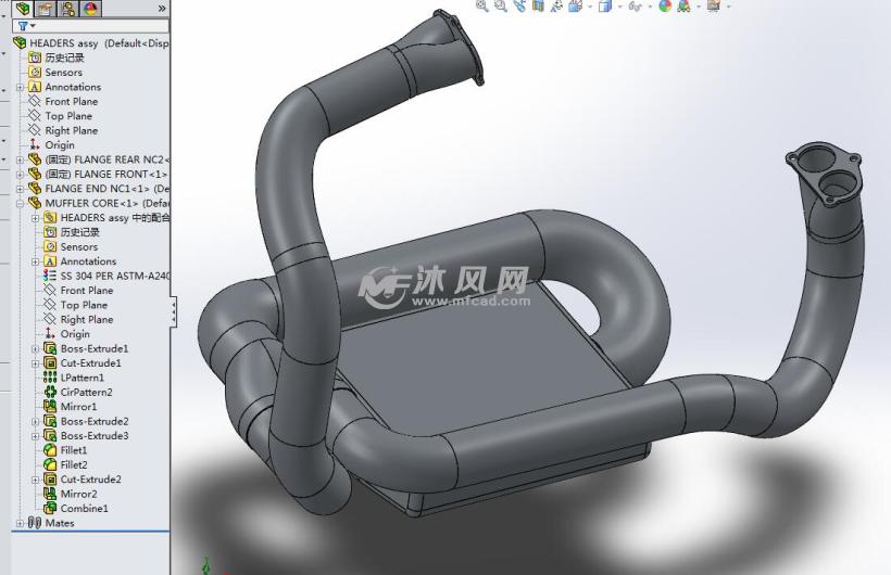 废气排气管模型 - solidworks管道类模型下载