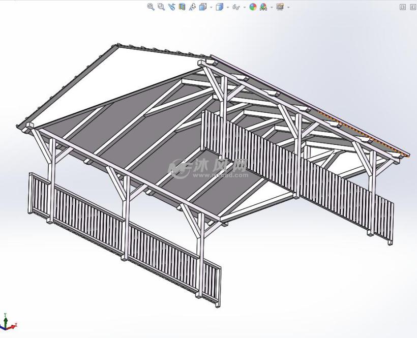 木结构建筑顶棚房顶模型