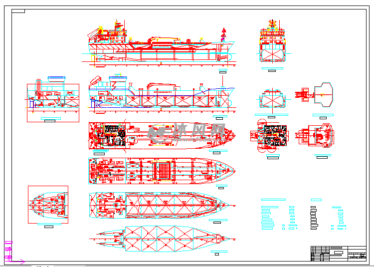 3750dwt油轮总布置图 autocad船舶机械图纸下载 沐风图纸