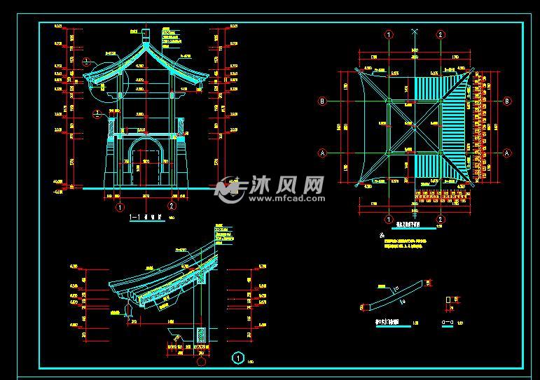 钟鼓楼详图 - cad寺庙,大殿建筑图纸下载,免费寺庙,图