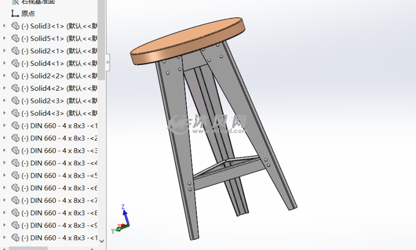 凳子sw模型 - solidworks生活用品类模型下载 - 沐风图纸