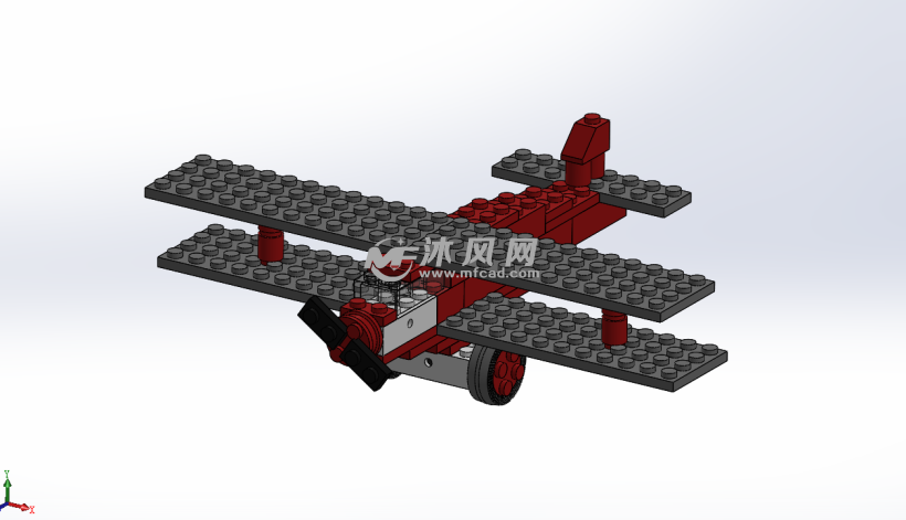 设计树乐高双翼飞机主视图乐高双翼飞机四视图图纸描述双翼飞机