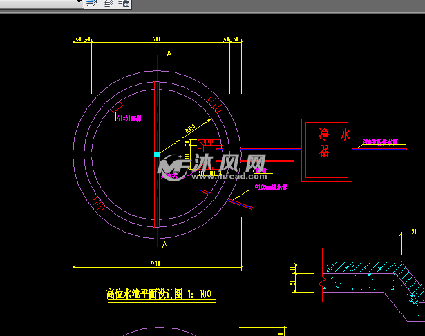 100立方高位水池设计图 - 精选图块,图例图纸 - 沐风