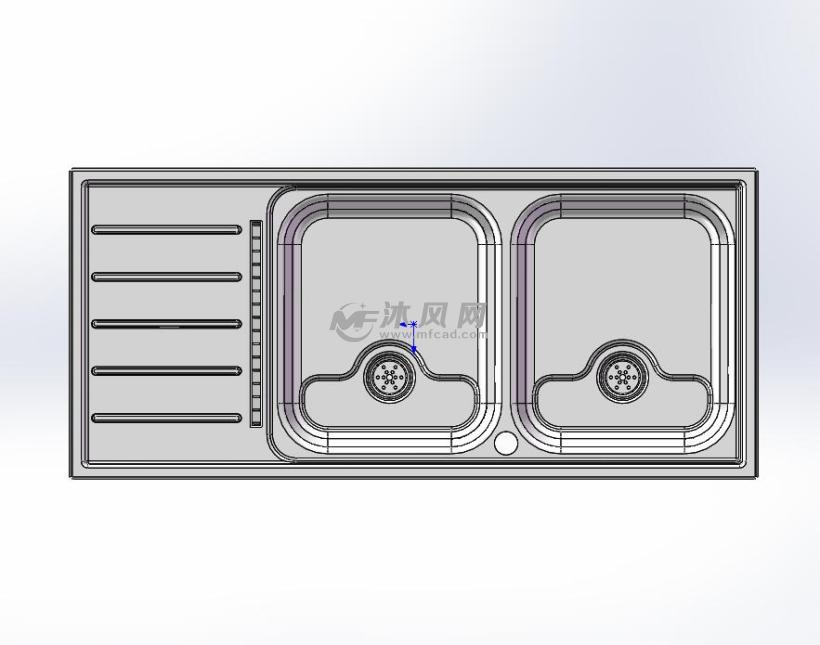厨房双水槽洗手槽模型俯视图