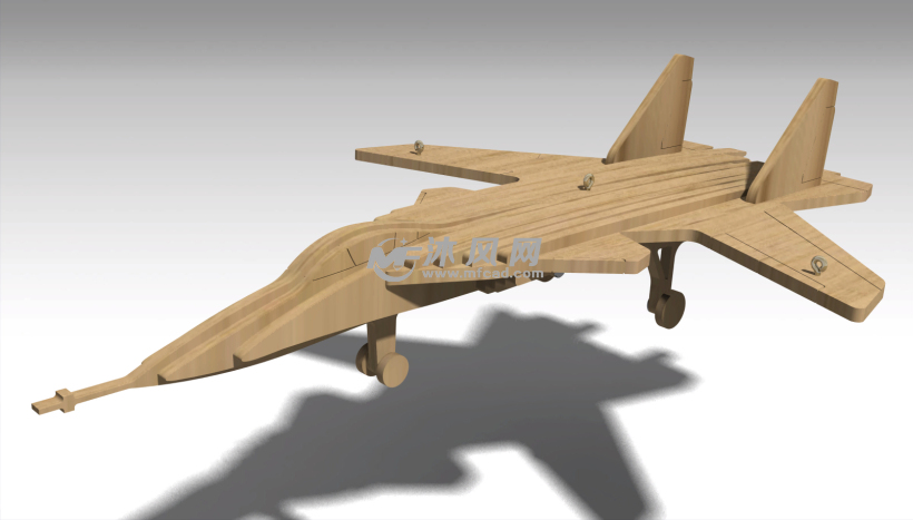 木制苏47战斗机模型 - solidworks玩具公仔类模