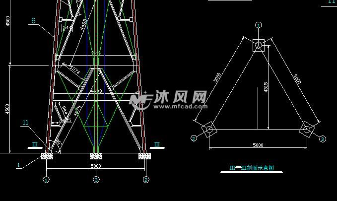 9×30m玻璃钢烟囱钢支架 - autocad化工环保设备图纸下载 - 沐风图纸