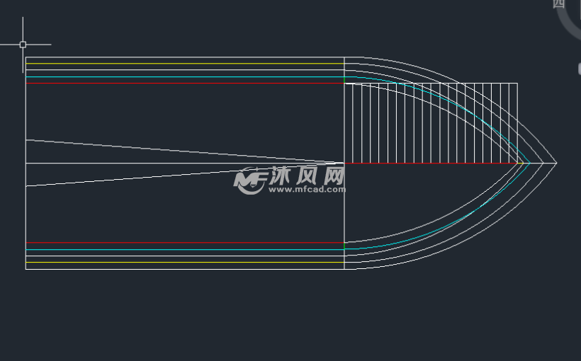 cad简易快艇草图设计 - autocad船舶机械图纸下载 - 沐风图纸