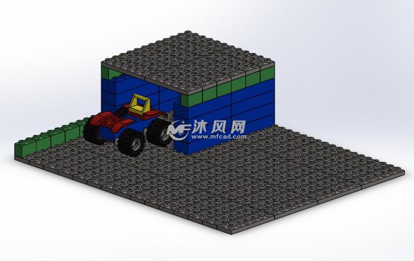 乐高玩具车库模型 - solidworks玩具公仔类模型