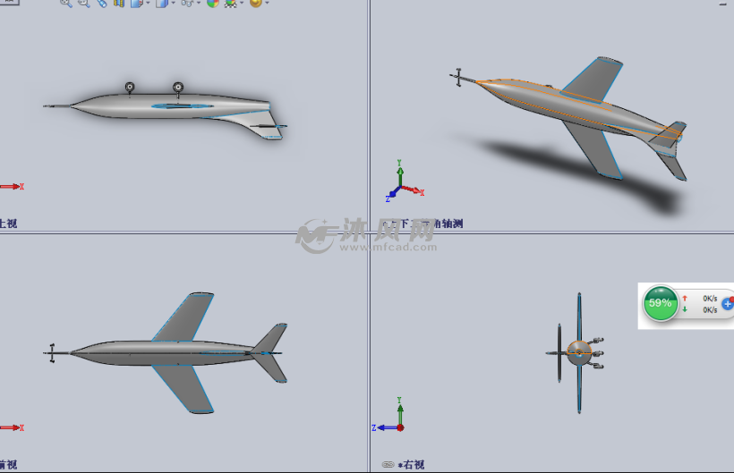 大型的航空飞机设计模型三视图