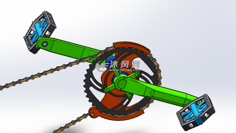 自行车脚踏板系统 - solidworks生活用品类模型