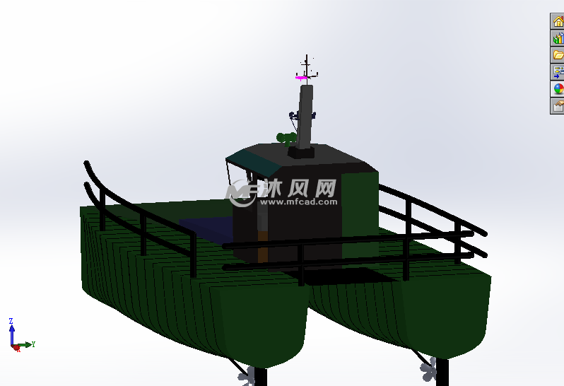 美人鱼双浆船模型 - solidworks交通工具模型下