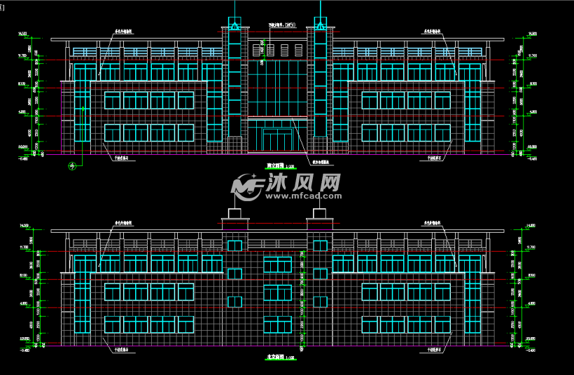 三层办公楼建筑设计图 - autocad多层办公楼建筑图纸