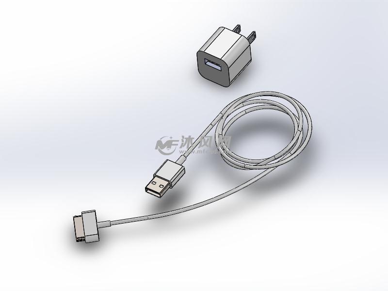 苹果平板充电器模型 - solidworks电脑周边类模