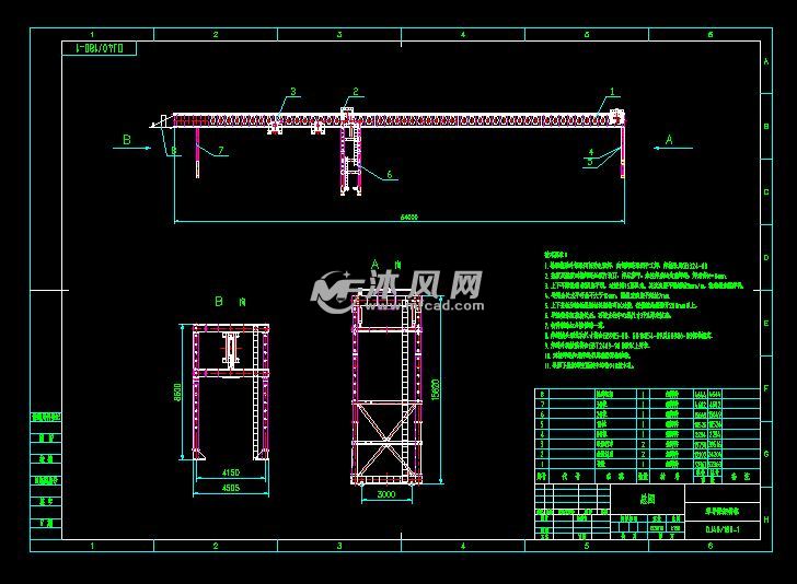 dj40/180-1单导梁架桥机总图 autocad起重与提升设备图纸下载