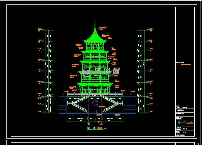 某5层仿古建筑塔刹景观楼阁建筑设计施工图