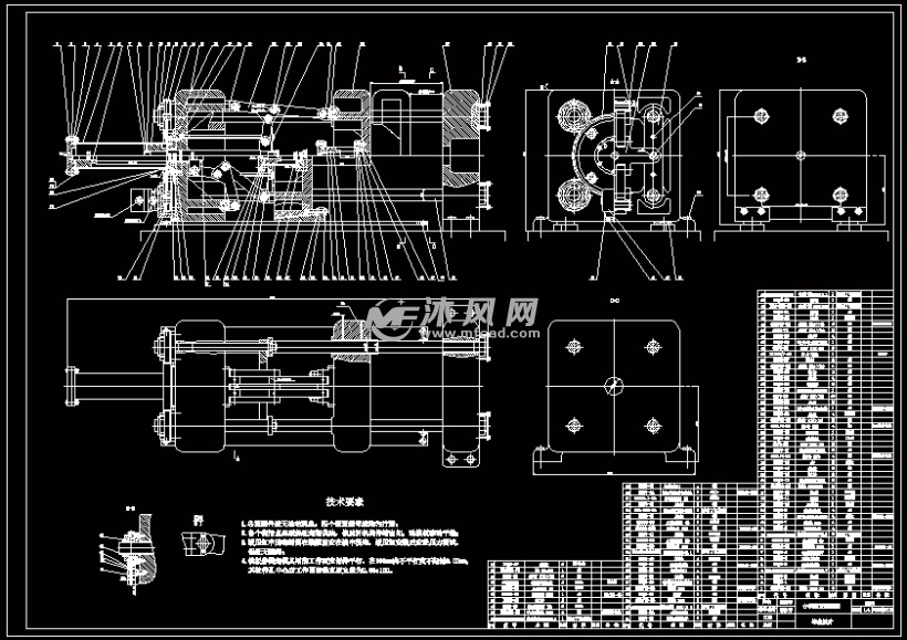 转轴式注塑机合模部分结构设计(包含17张cad图纸)