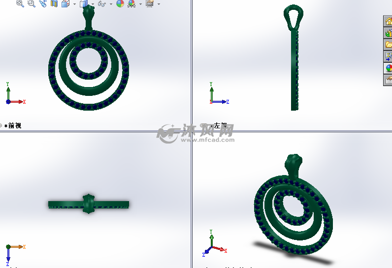 项链挂坠模型建模三视图