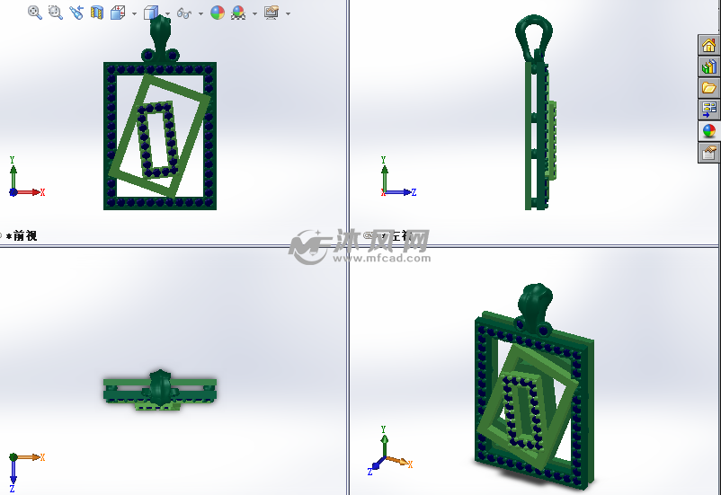 项链挂坠模型三视图
