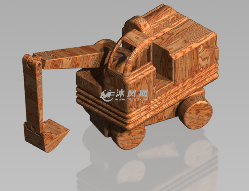 木制玩具挖土机sw模型设计 - solidworks玩具公