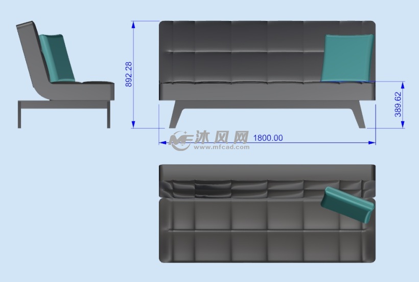 沙发设计模型三视图