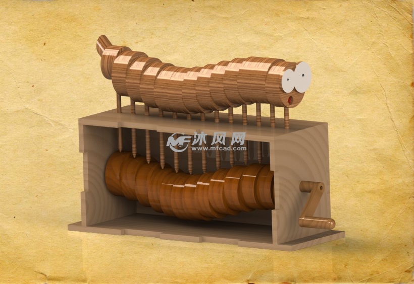 木制动态毛毛虫模型 - solidworks玩具公仔类模