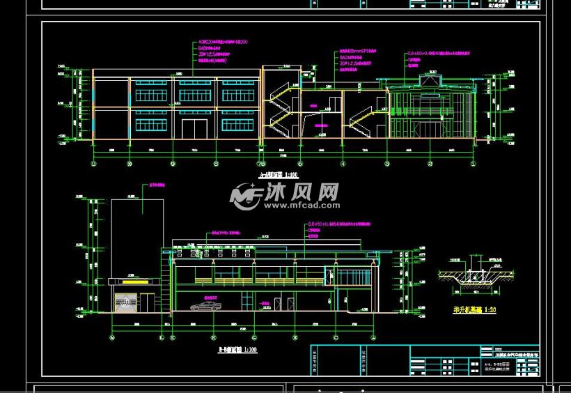某3层钢结构汽车4S店修车库建筑设计施工图