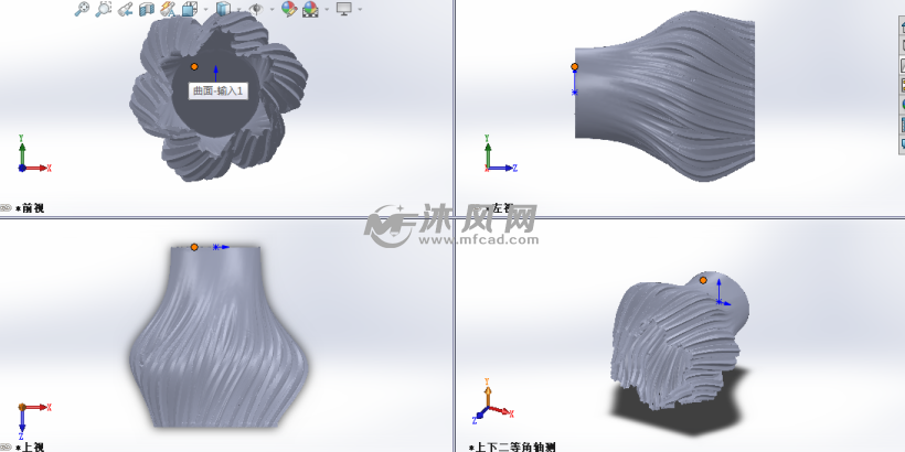 美丽花瓶模型三视图