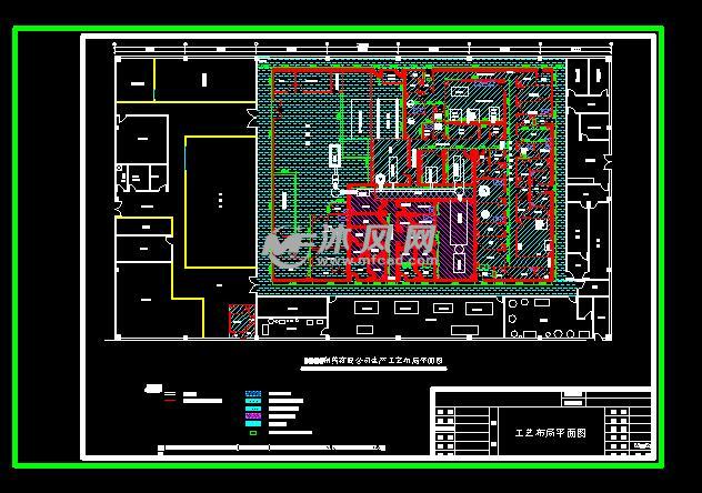 某药厂生产工艺布局平面图 - cad车间厂房建筑图纸,图