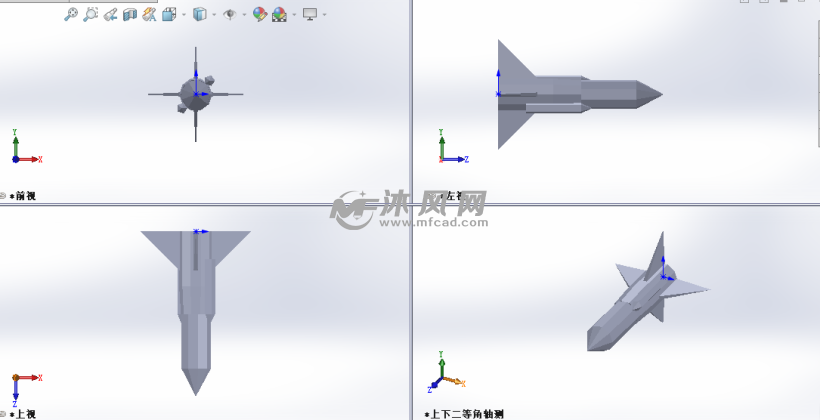 航空火箭模型三视图