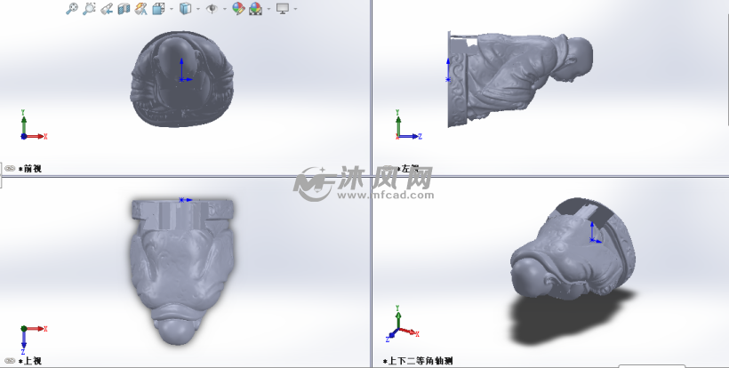 弥勒佛雕像模型三视图