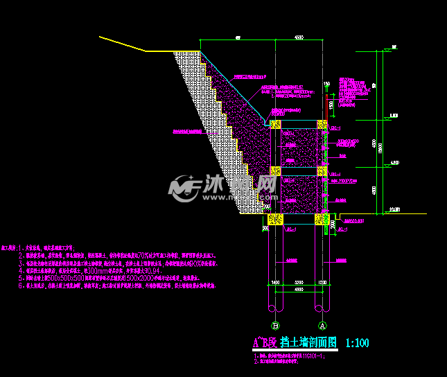 双排桩挡土板支护建筑节点大样图 autocad地基基础图纸 沐风图纸